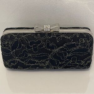 Icing Silver Bow Convertible Clutch Black Gold Silver